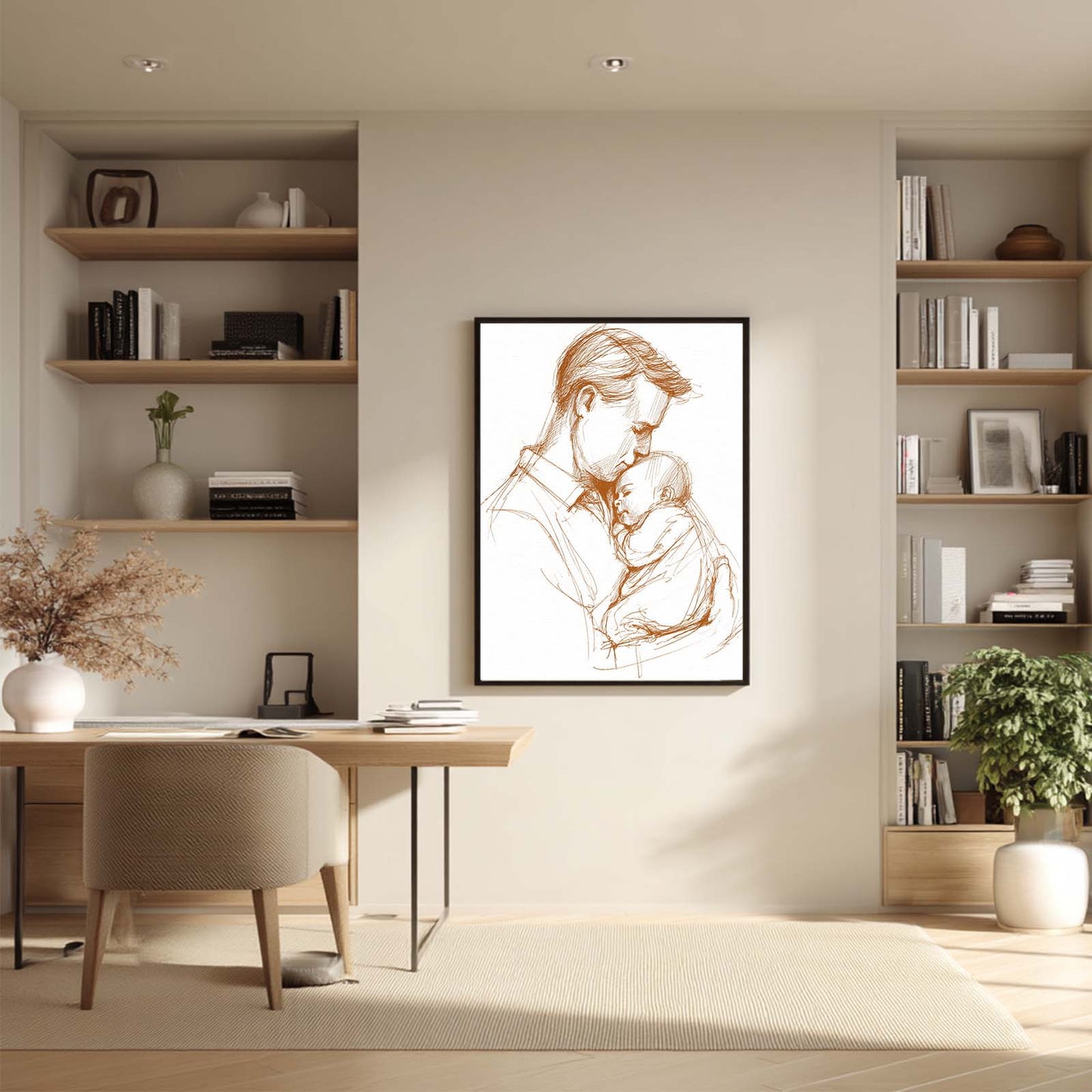 Abstract Minimalist Lines Father and Son