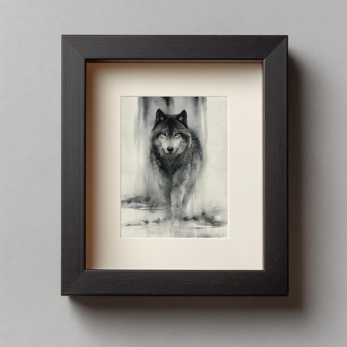 Ink Wash Style Wolf Animal Abstract