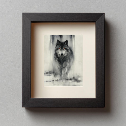 Ink Wash Style Wolf Animal Abstract
