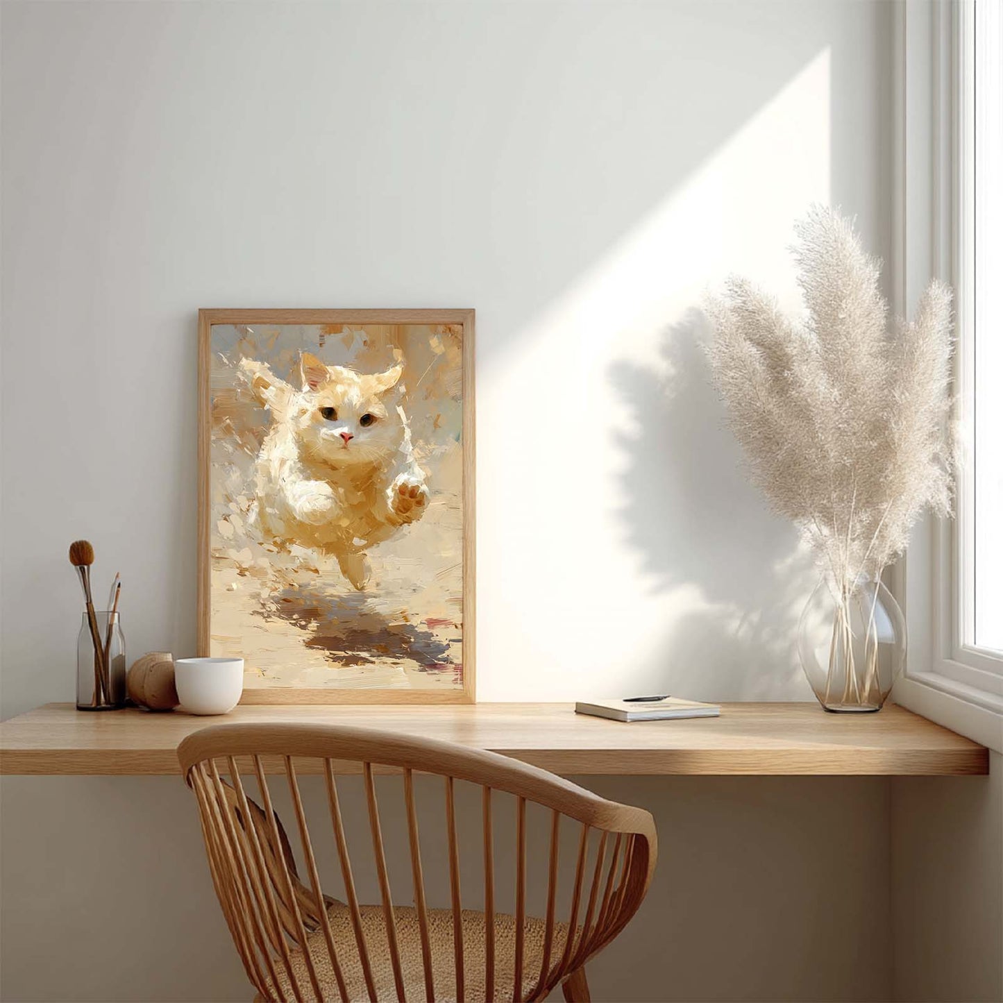 Abstract Animal Canvas Painting Cute Running kitten Wall Art Pictures for Living Room Bedroom Decoration Canvas Pictures Poster Frameless