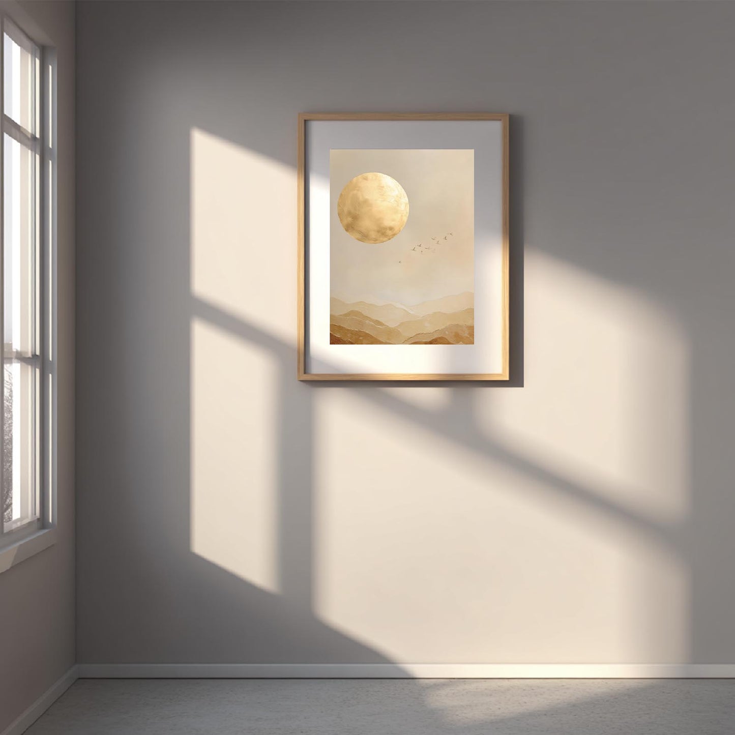 Abstract Landscape Sun Mountain Birds