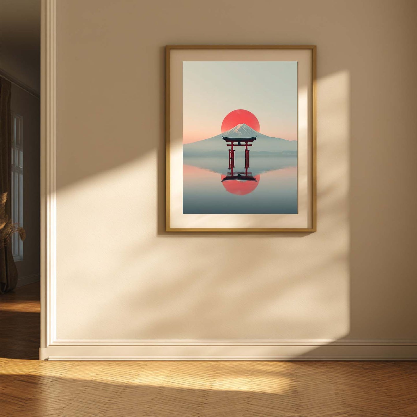Abstract Oil Painting Japanese  Cherry Blossoms Torii