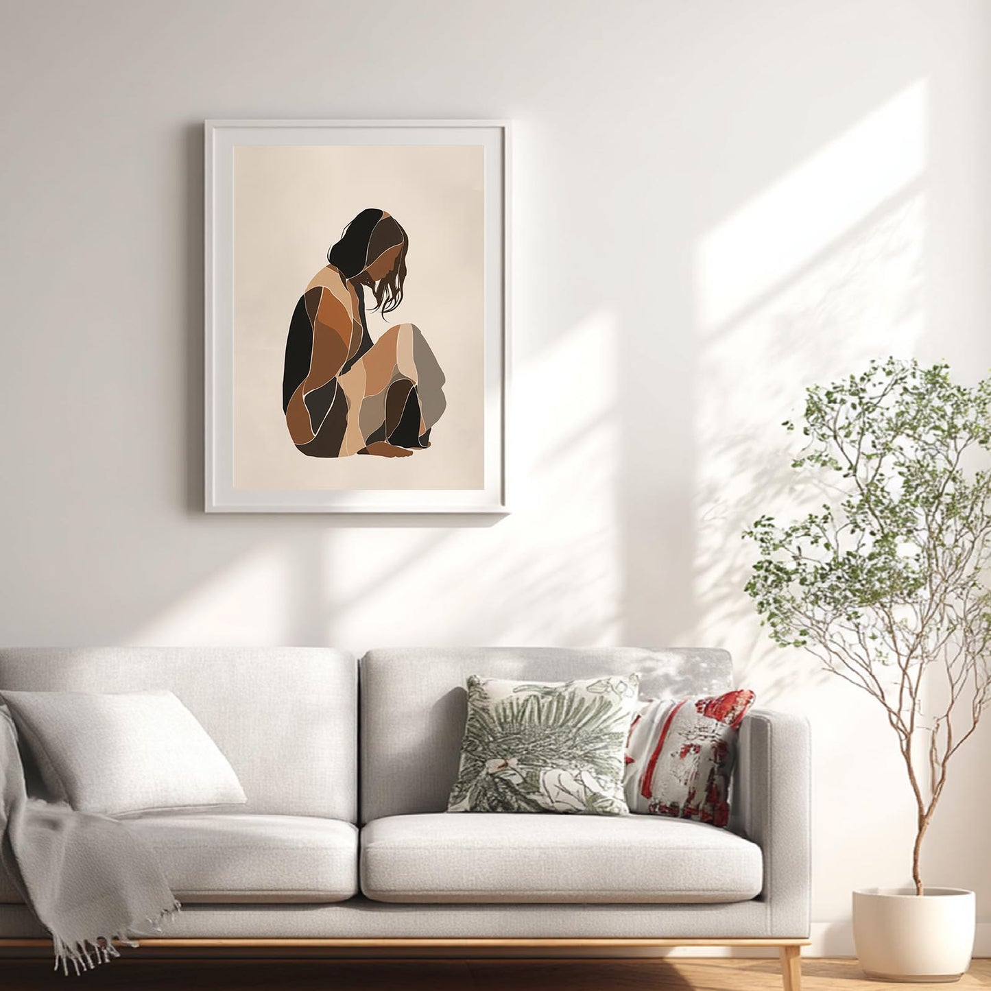 Abstract Beige Minimalist Line Girl