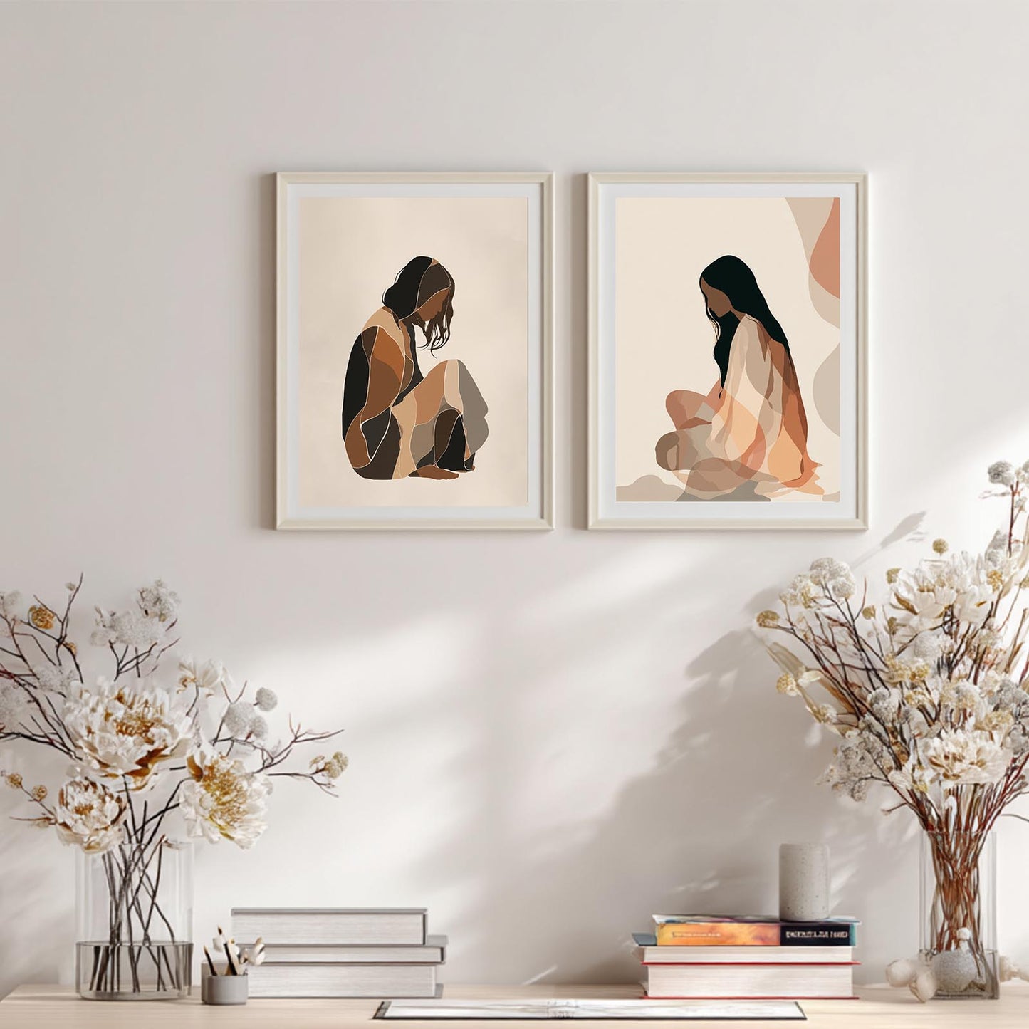 Abstract Beige Minimalist Line Girl