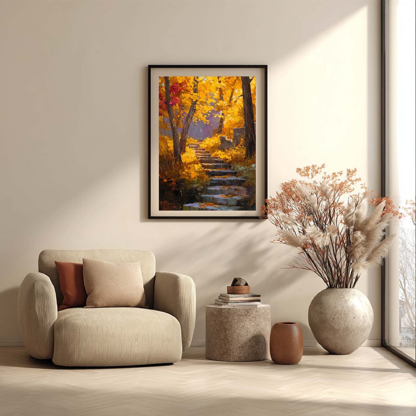 Abstract Oil Painting Autumn Landscape Mountain Path