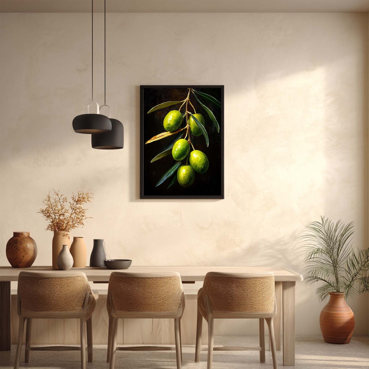 Abstract Oil Painting Green Olive