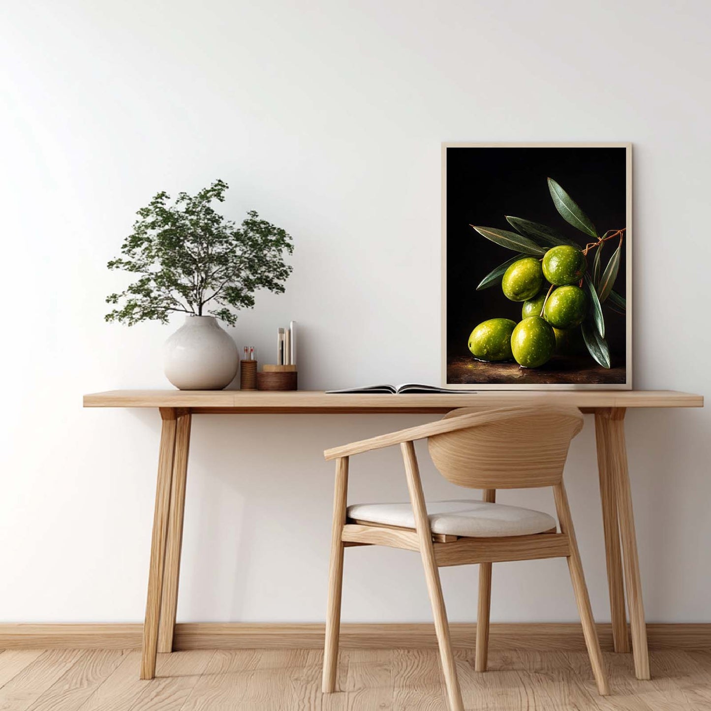 Abstract Oil Painting Green Olive