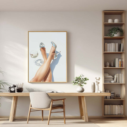 Abstract Oil Painting High Heels Wine Glass