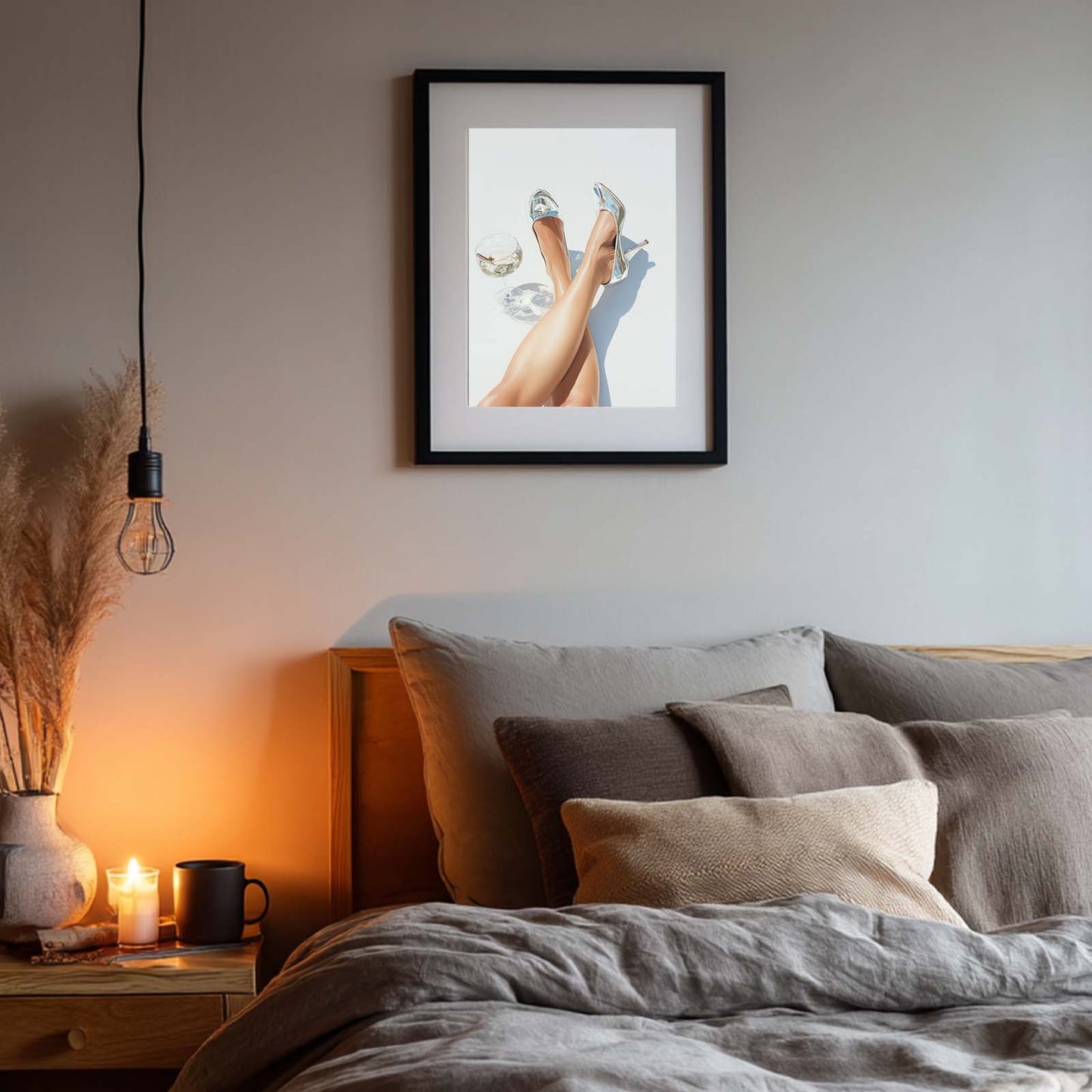 Abstract Oil Painting High Heels Wine Glass