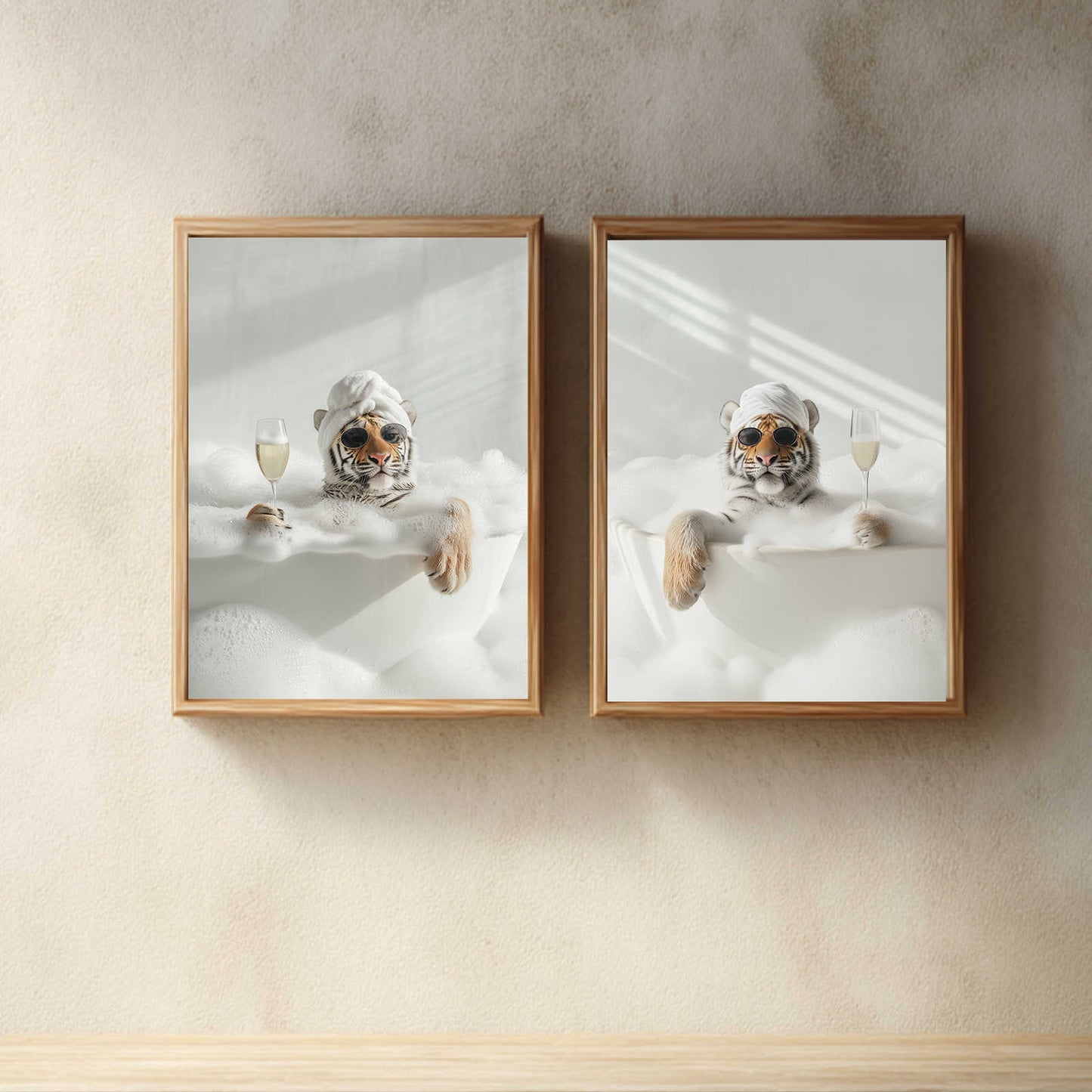 Abstract Funny Animals Taking A Bath