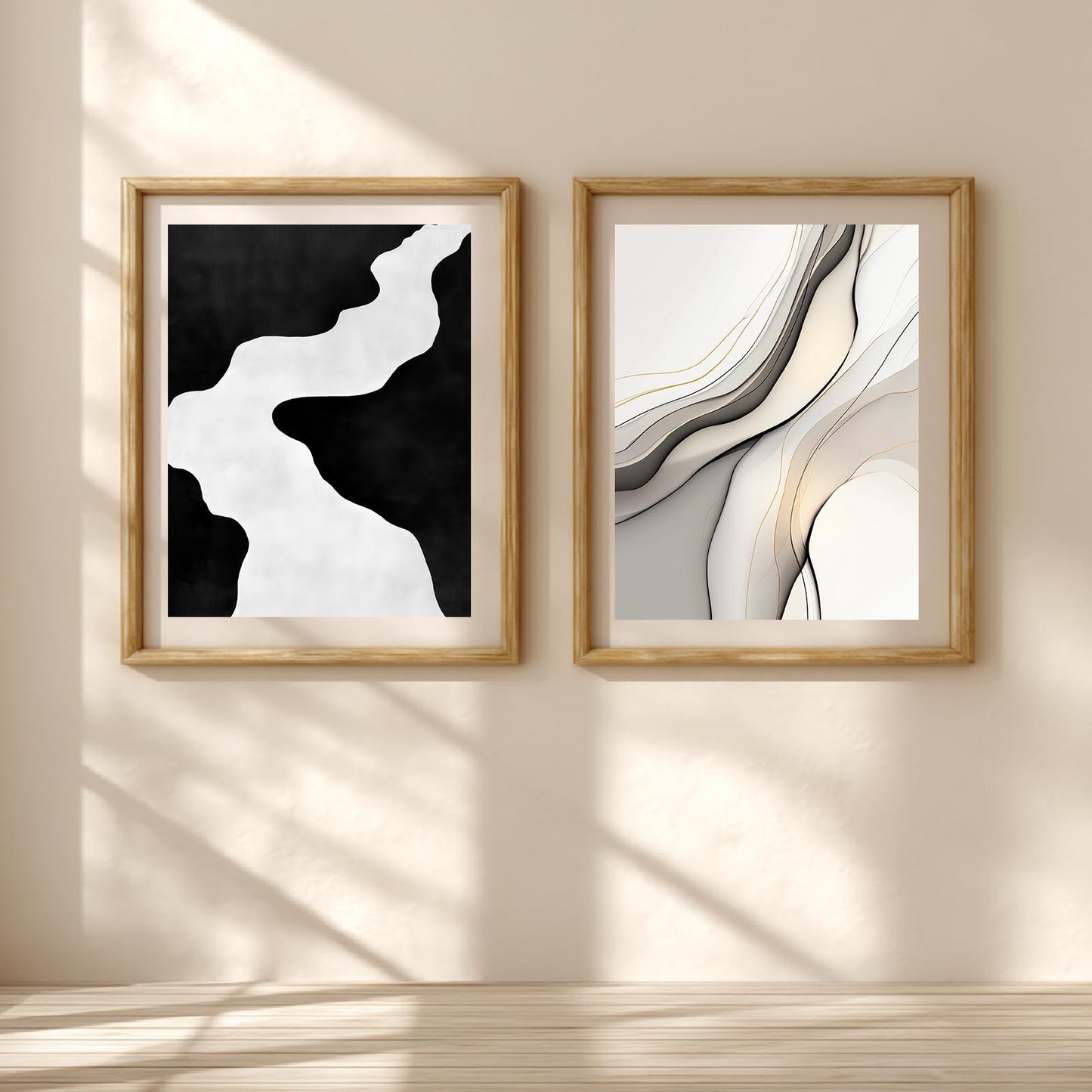 Abstract Beige＆Black Minimalist