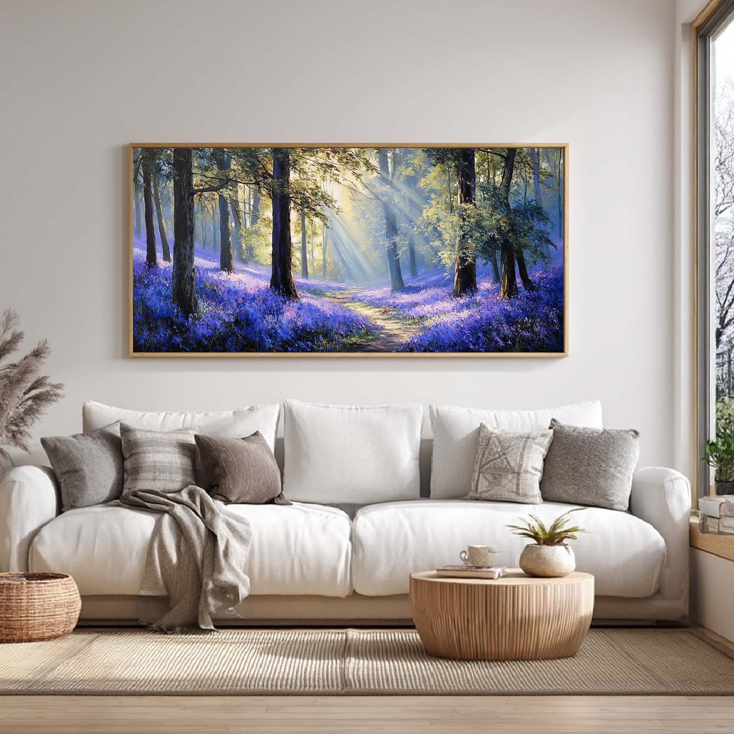 Canvas Painting Abstract Landscape Bluebells Forest Wall Art Pictures for Living Room Bedroom Decoration Canvas Pictures Poster Frameless