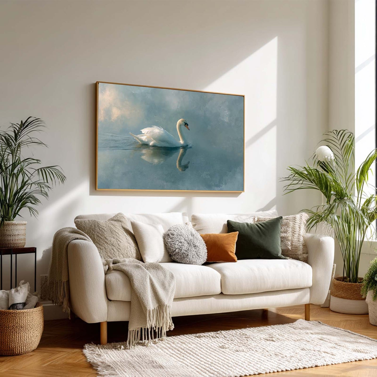 Abstract Oil Painting Swan