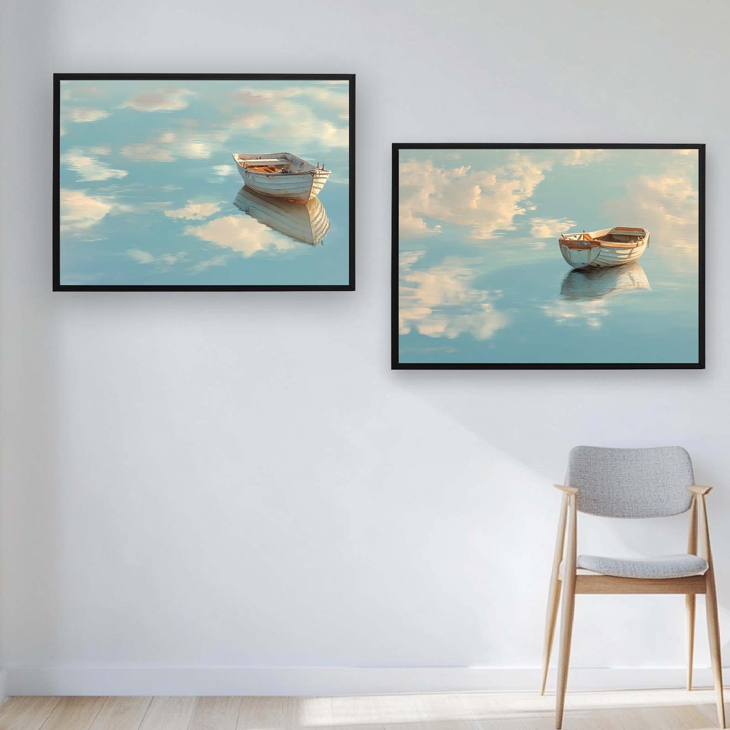 Abstract Landscape Boats on The Lake