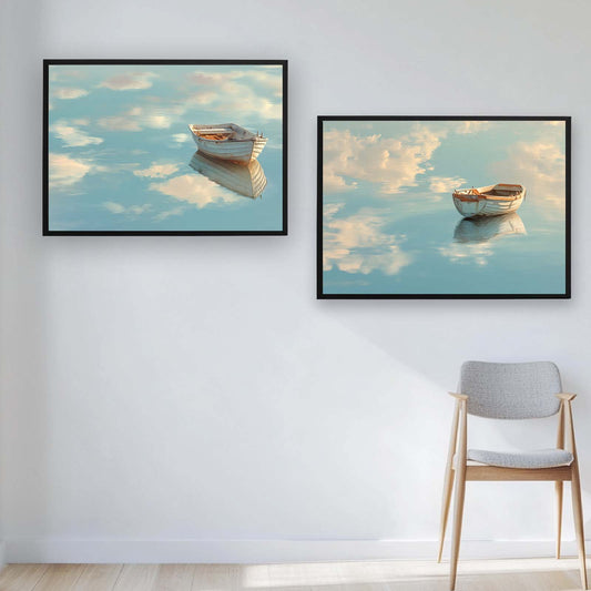 Abstract Landscape Boats on The Lake