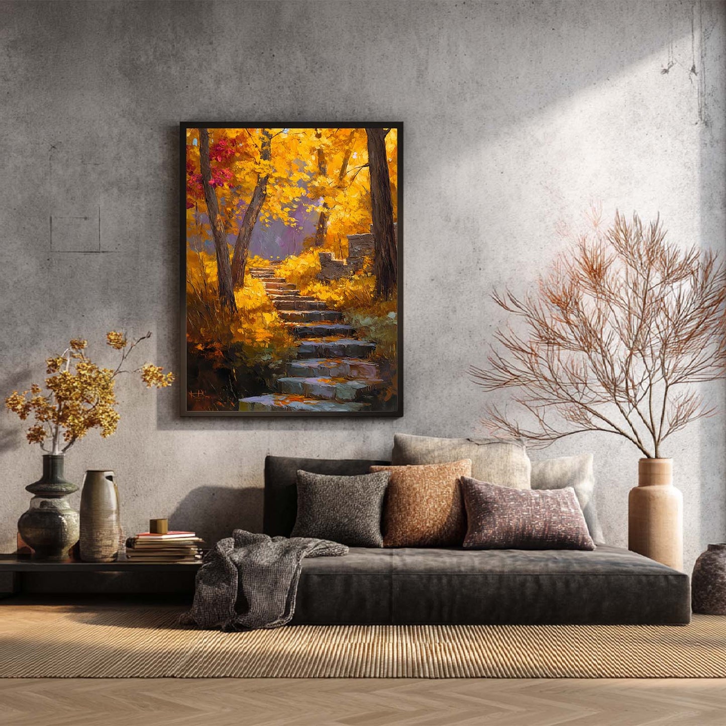 Abstract Oil Painting Autumn Landscape Mountain Path