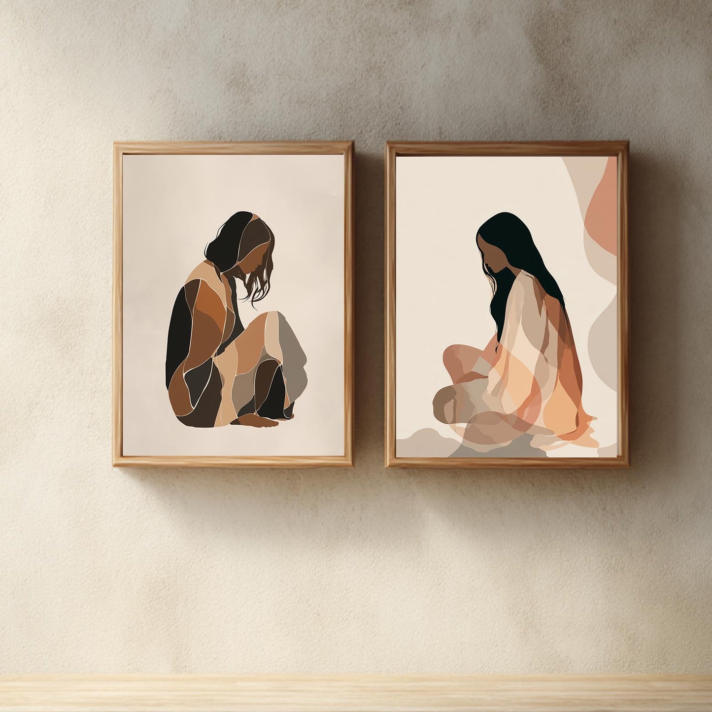 Abstract Beige Minimalist Line Girl