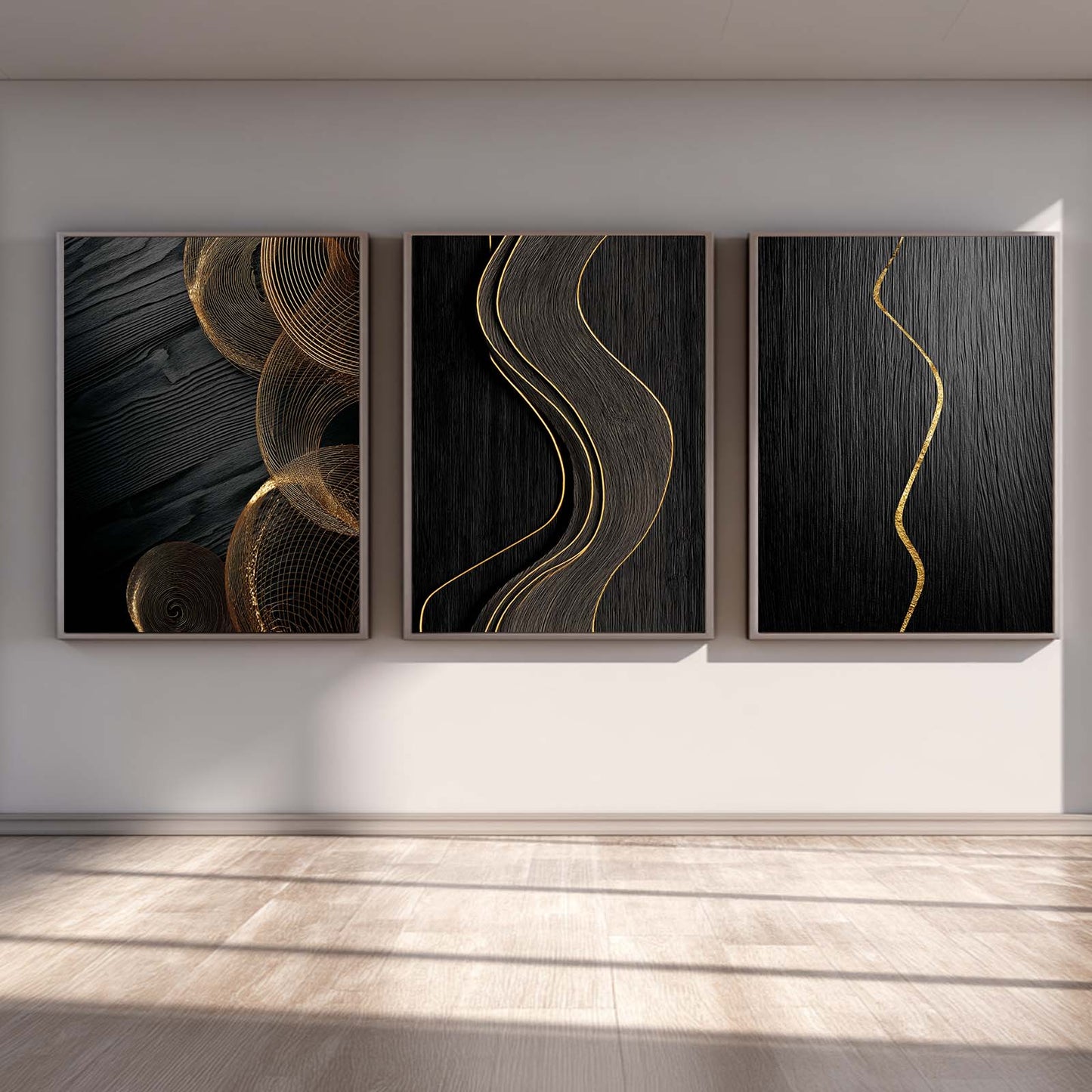Abstract Black Annual Ring Wood Grain
