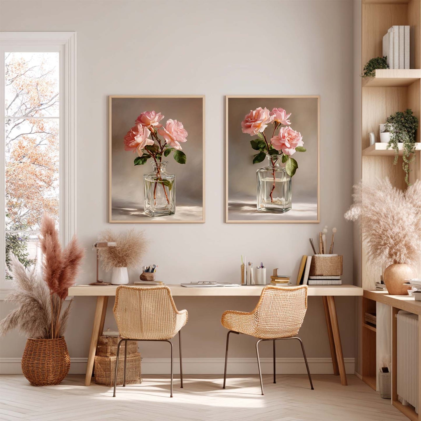 Abstract Oil Painting Pink Flowers