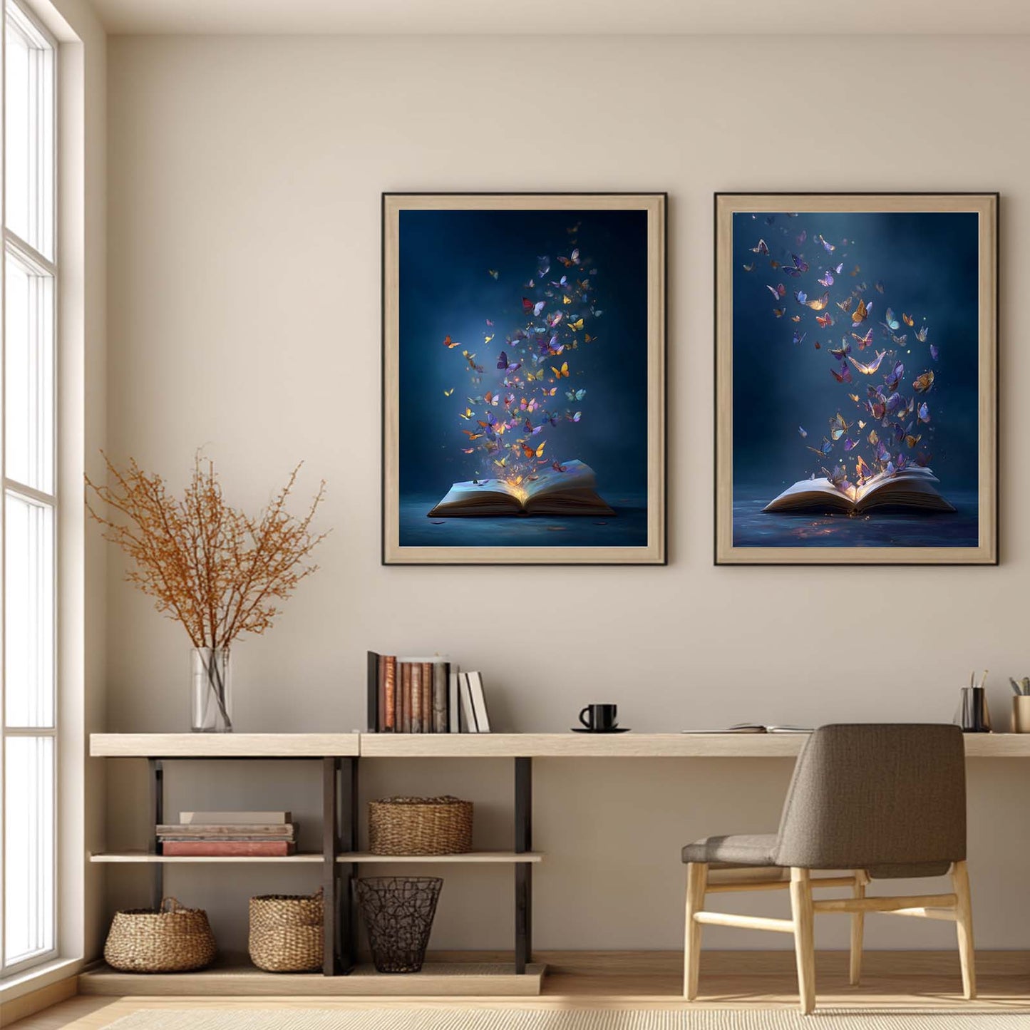Canvas Painting Abstract Book Butterfly Wall Art Pictures for Living Room Bedroom Decoration Canvas Pictures Poster Frameless