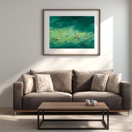 Abstract Oil Painting Soccer on The Green Field