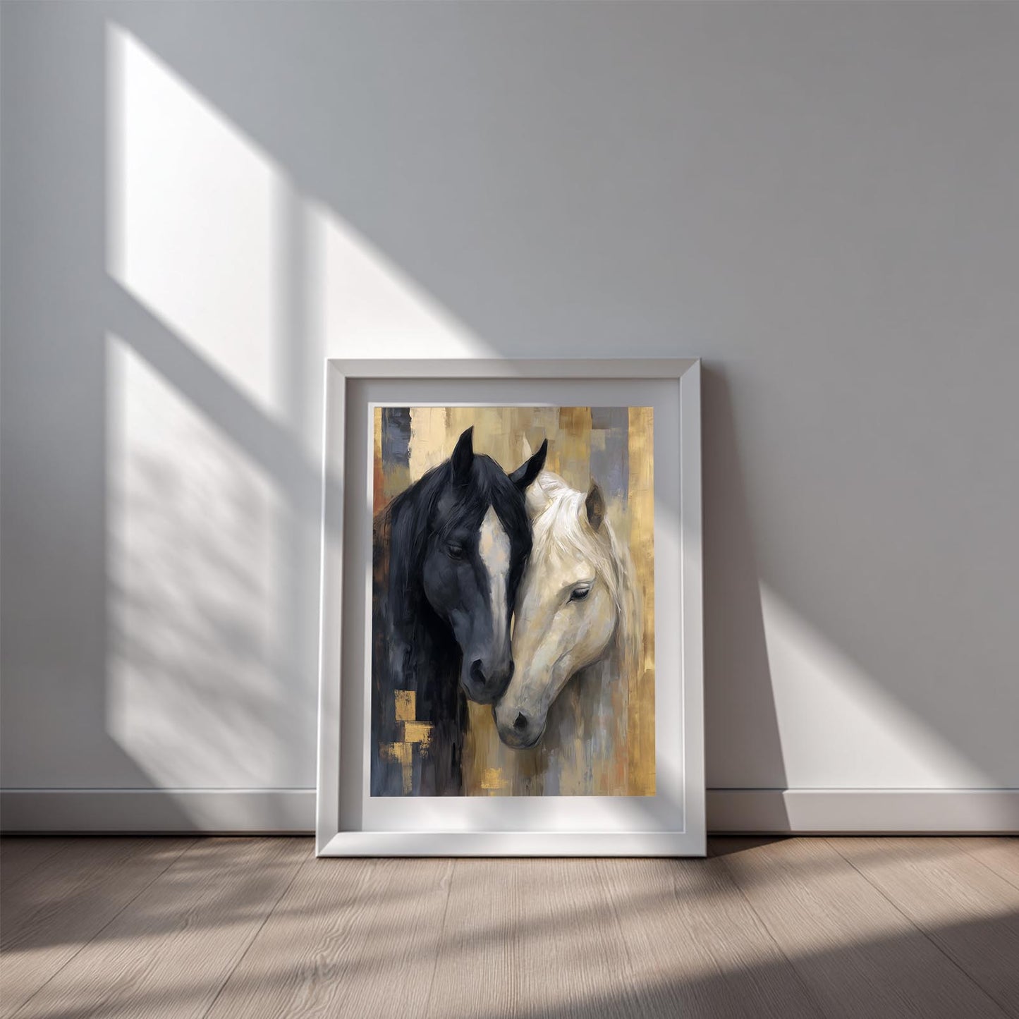 Abstract Black and White Horse