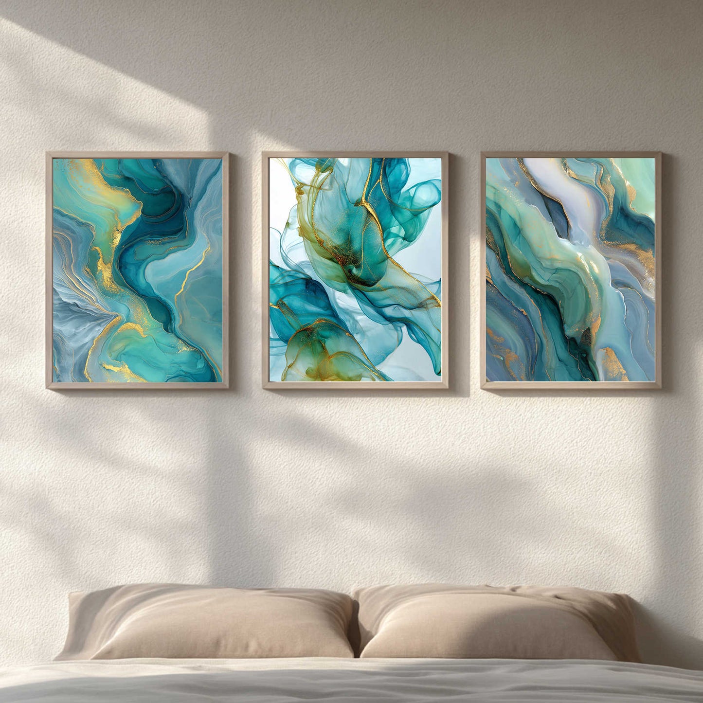 Abstract Green and Gold Liquid Luxury
