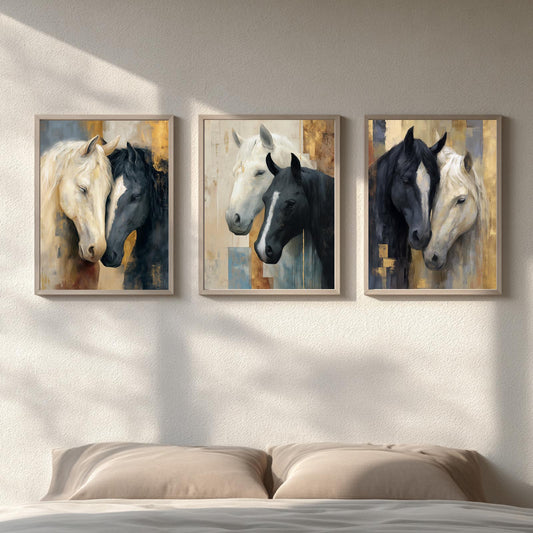 Abstract Black and White Horse