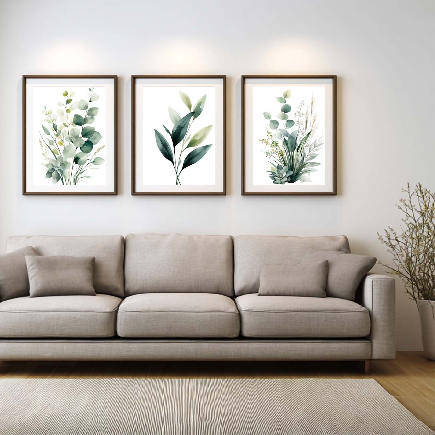 Green Leaves Flower Plant Abstract Canvas Painting Wall Art for Living Room Bedroom Decoration, Poster Print, Frameless