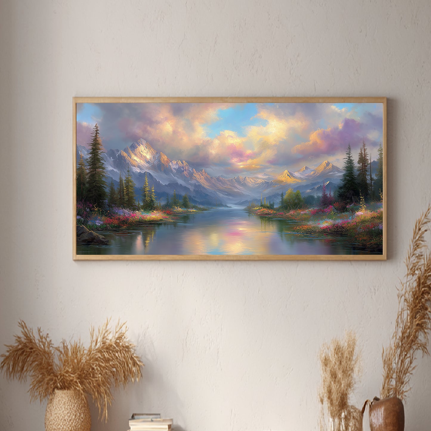 Snowy Mountain Lake Abstract Landscape
