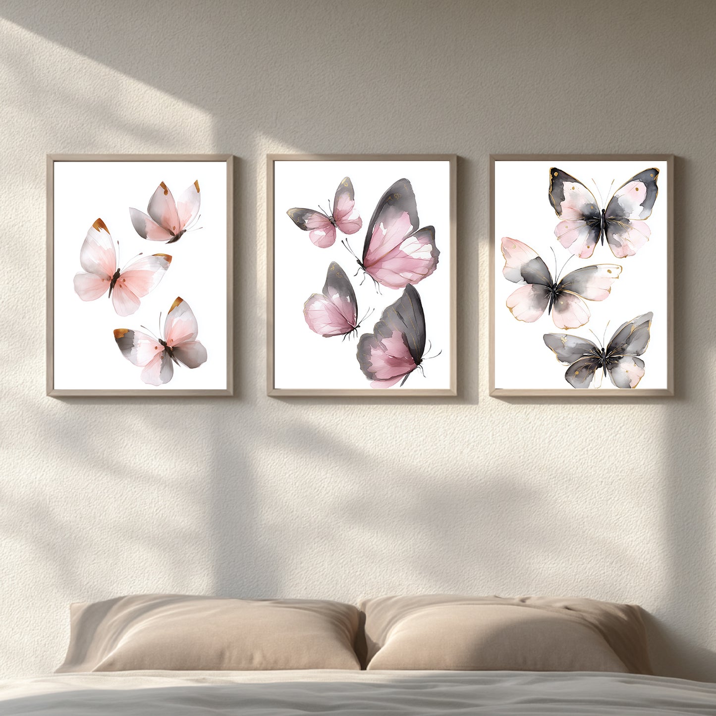 Abstract Pink Butterfly Canvas Painting Animal Wall Art for Living Room Bedroom Decoration, Poster Print, Frameless