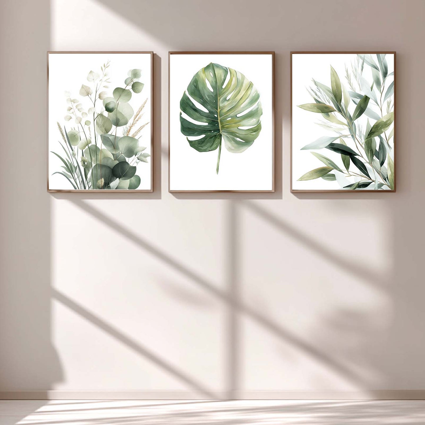 Abstract Flower Green Leaves Plant Canvas Painting Wall Art for Living Room Bedroom Decoration, Poster Print, Frameless