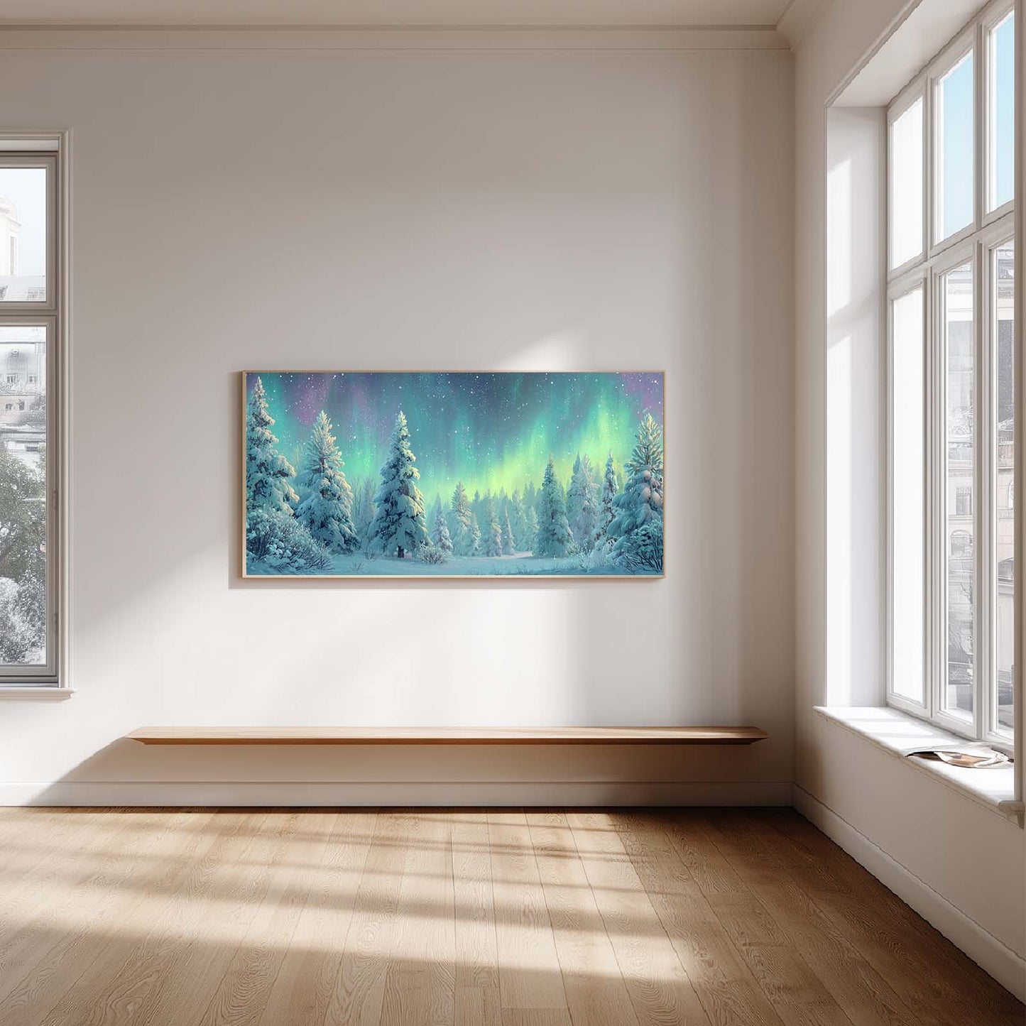 Abstract Oil Painting Landscape Forest Aurora