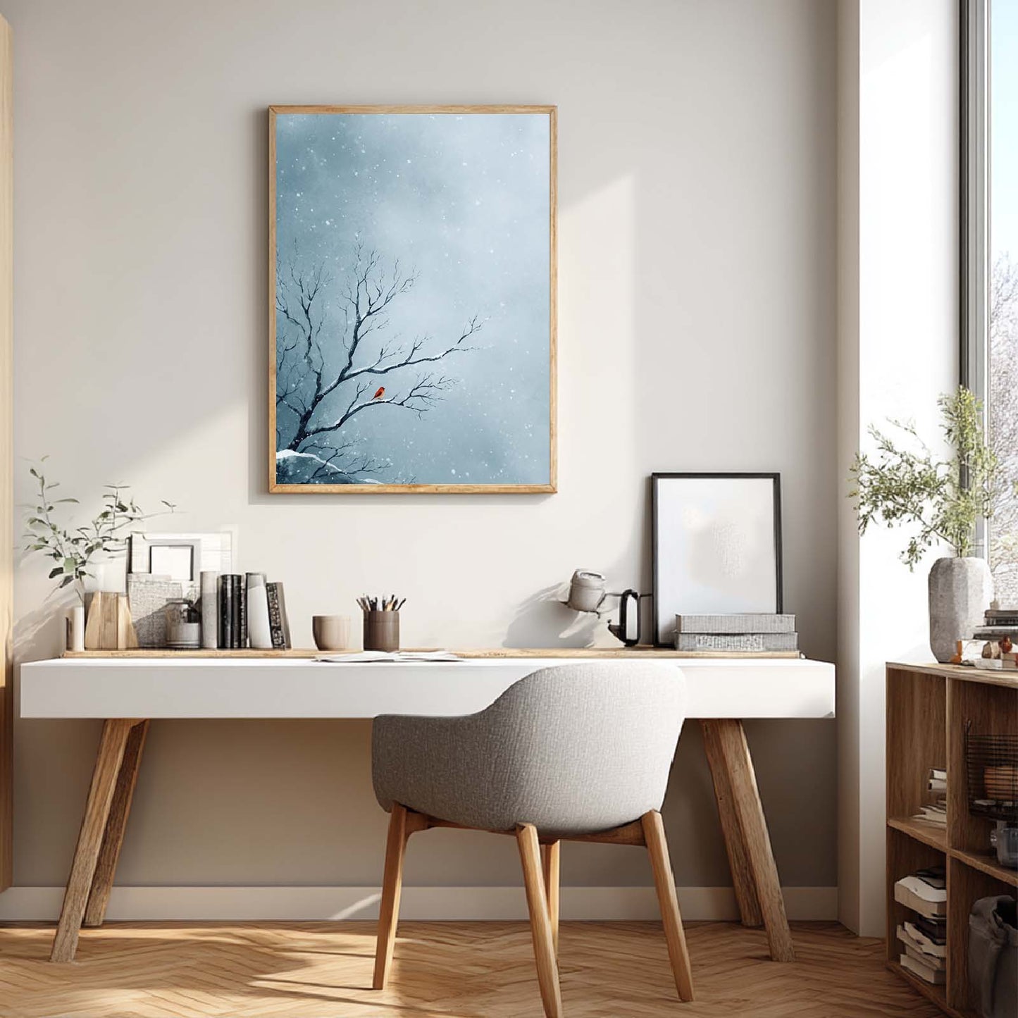 Abstract Oil Painting Winter Bird