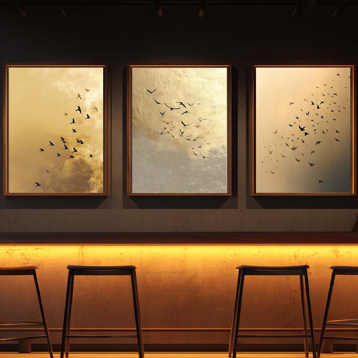 Abstract Beige Bird Canvas Painting – Wall Art for Living Room Bedroom Decoration, Poster Print, Frameless