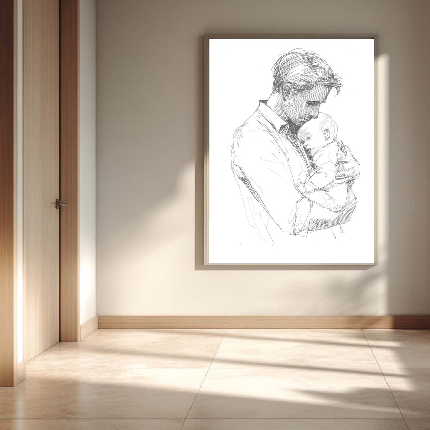 Abstract Minimalist Lines Father and Son