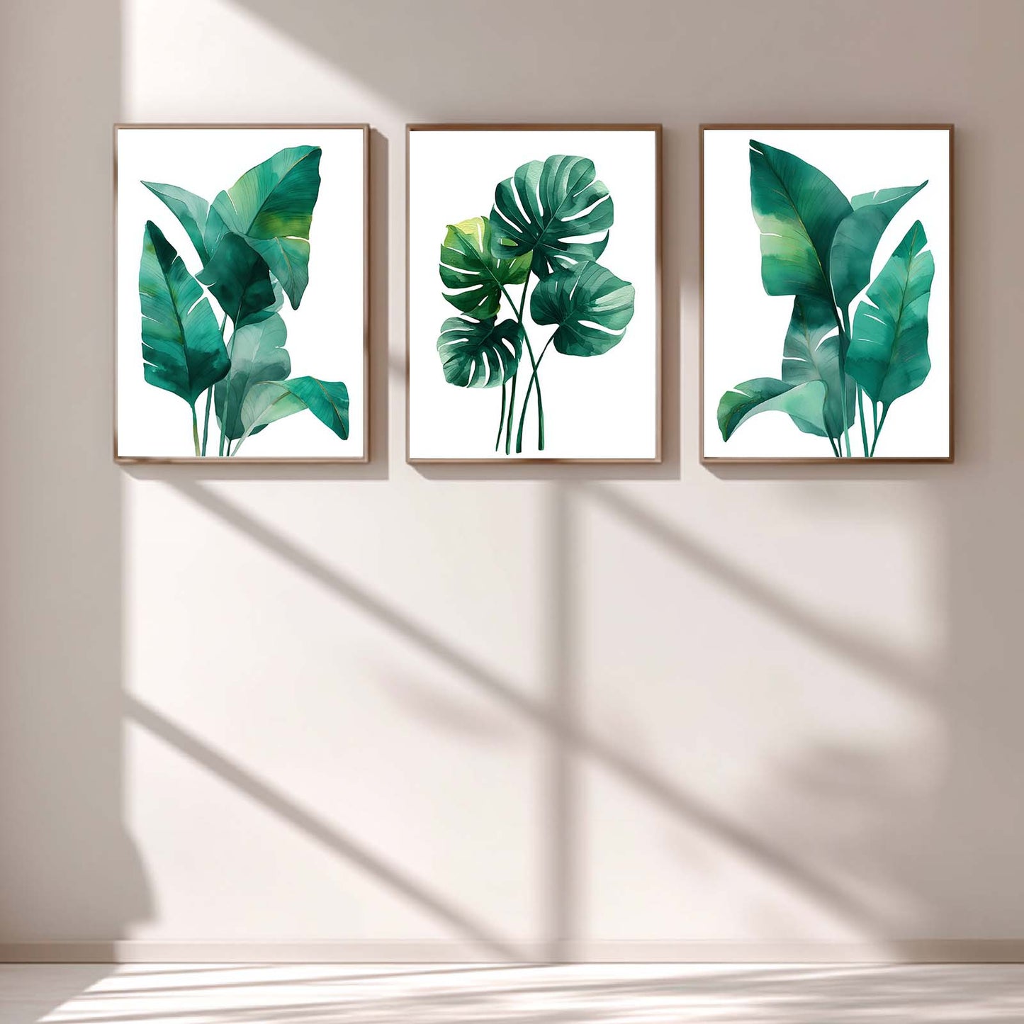 Abstract Green Leaves Flower Plant Canvas Painting Wall Art for Living Room Bedroom Decoration, Poster Print, Frameless
