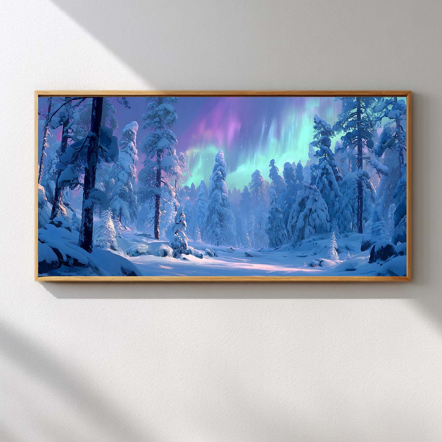 Abstract Oil Painting Landscape Forest Aurora