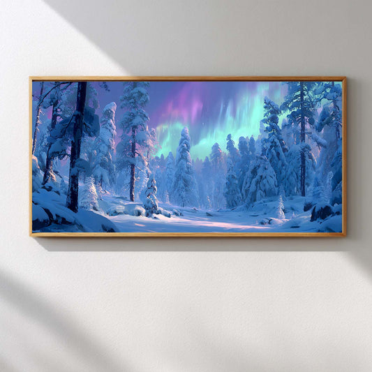 Abstract Oil Painting Landscape Forest Aurora