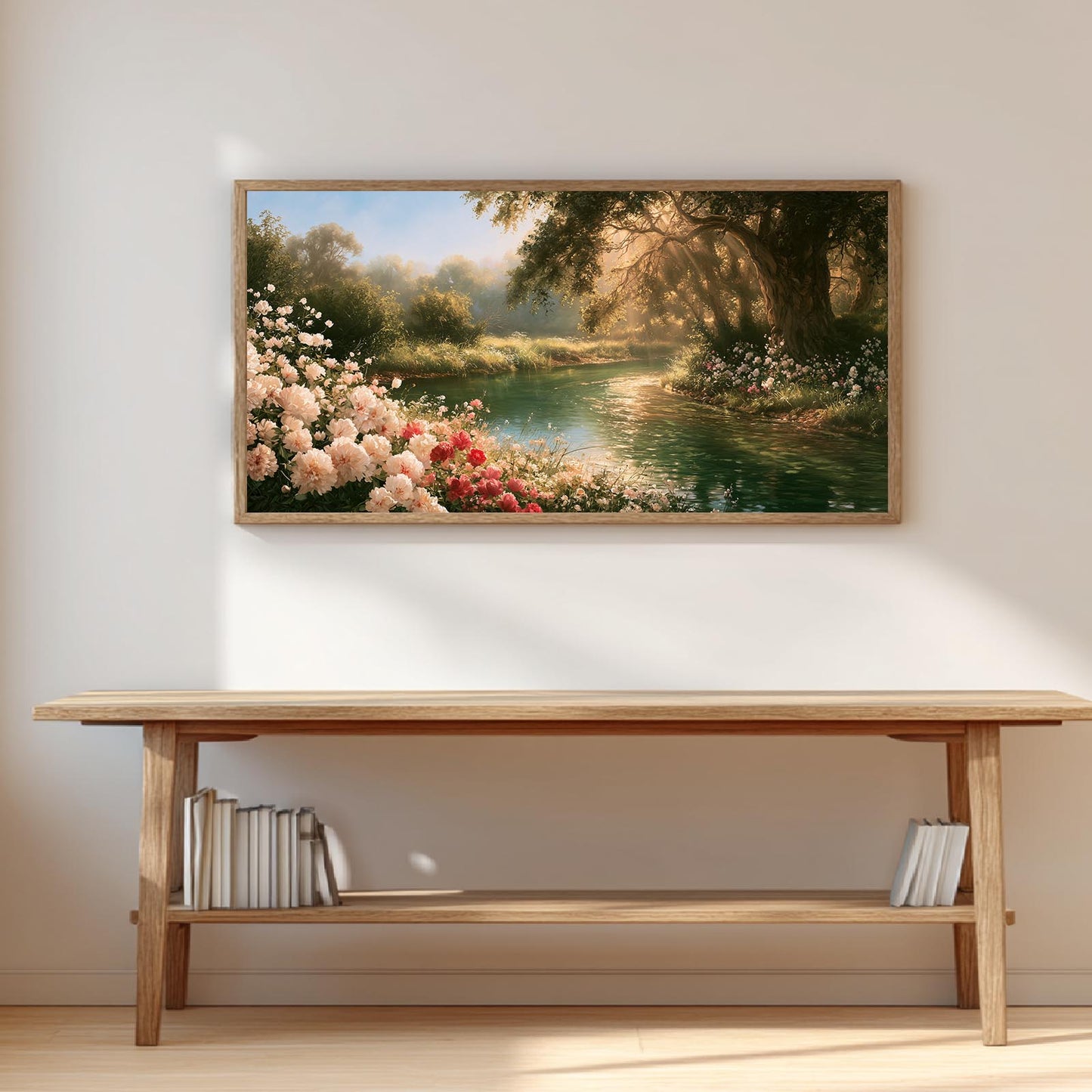 Creek Trees Flowers Abstract Landscape