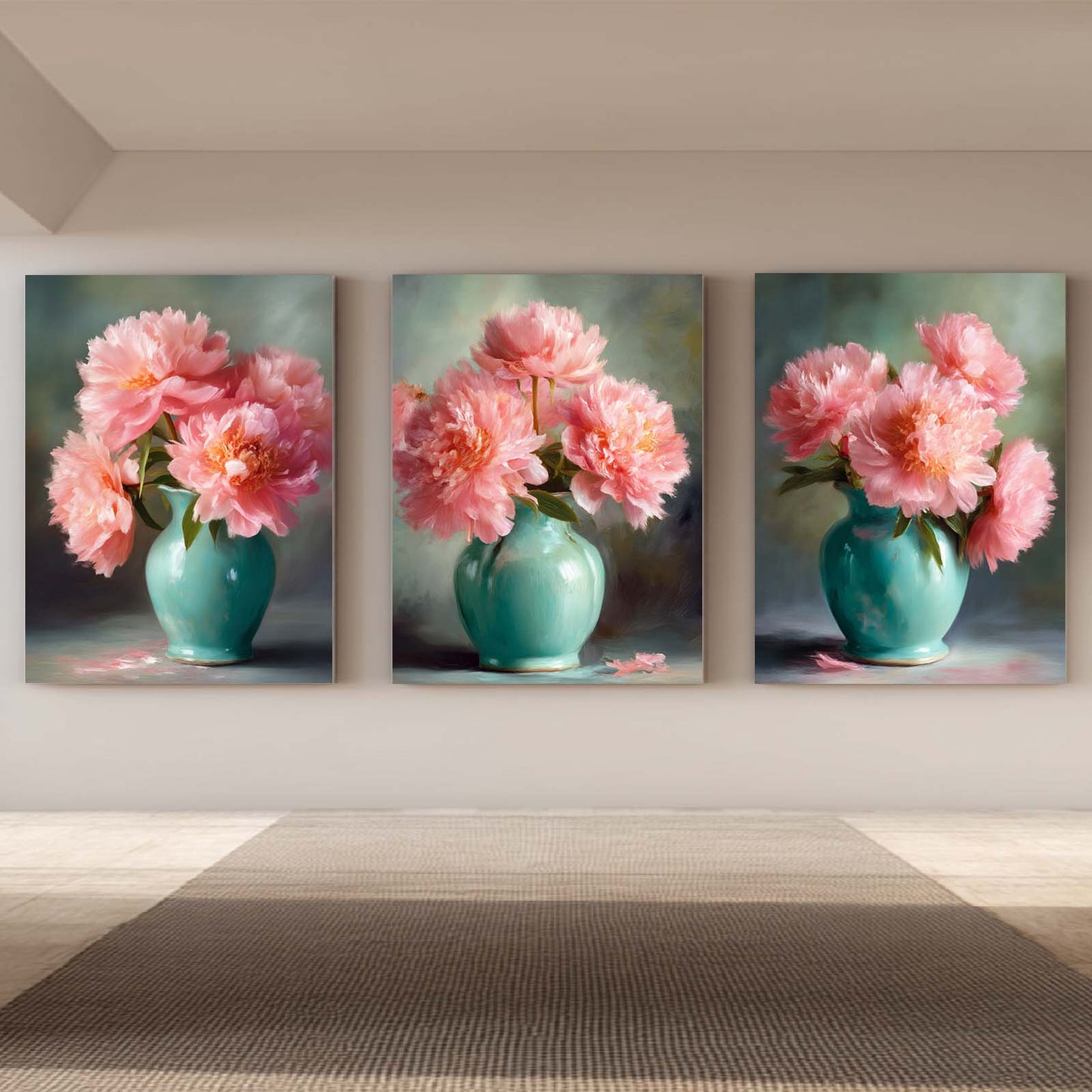 Canvas Painting Pink Peony Wall Art Plant Pictures for Living Room Bedroom Decoration Canvas Pictures Poster Frameless