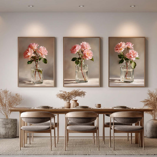 Abstract Oil Painting Pink Flowers