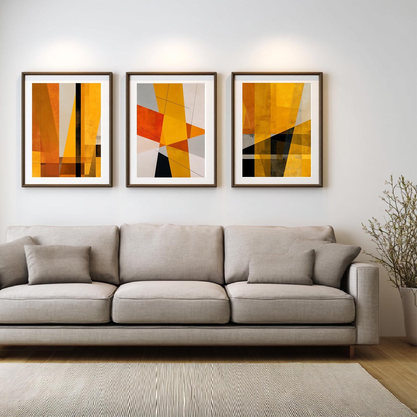 Beige Yellow Geometry Abstract