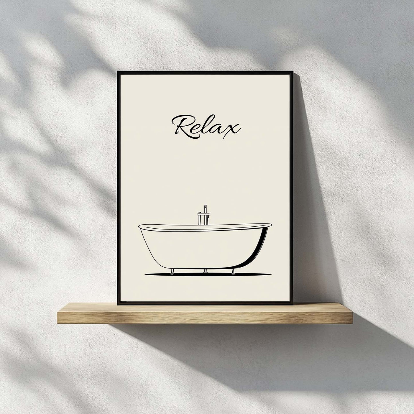 Modern Black and White Relax Canvas Paintin Wall Art for Bathroom Decoration, Poster Print, Frameless