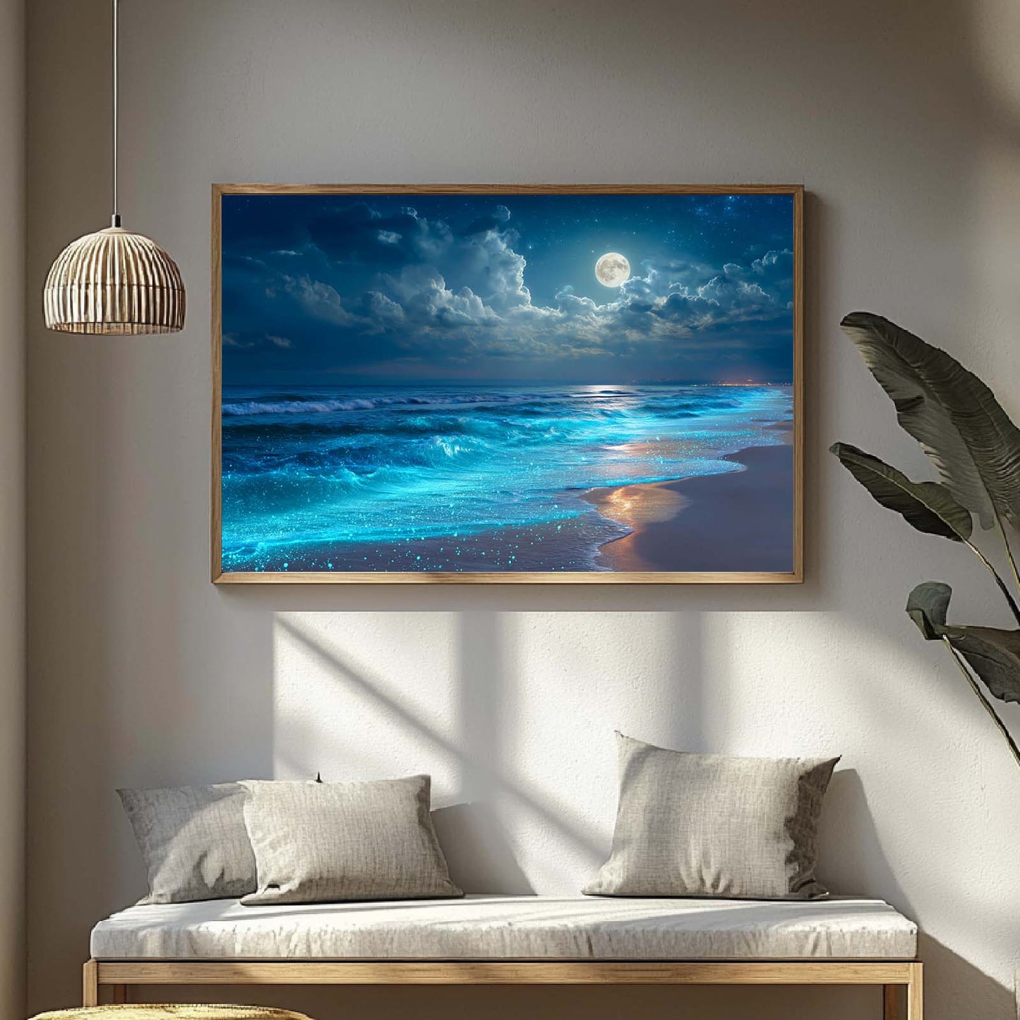 Abstract Oil Painting Moonlit Coast