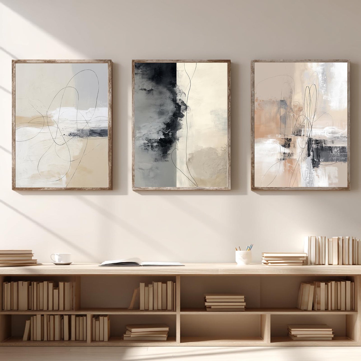 Abstract Gray Beige Geometric Lines