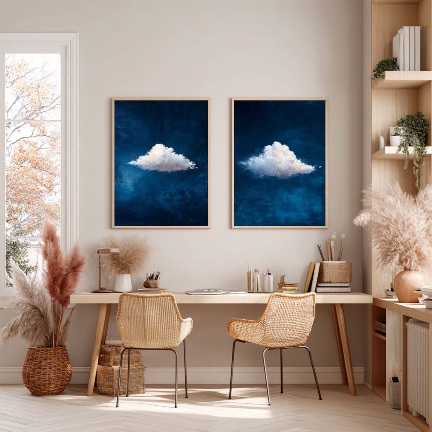 Canvas Painting Abstract White Clouds Wall Art Pictures for Living Room Bedroom Decoration Canvas Pictures Poster Frameless