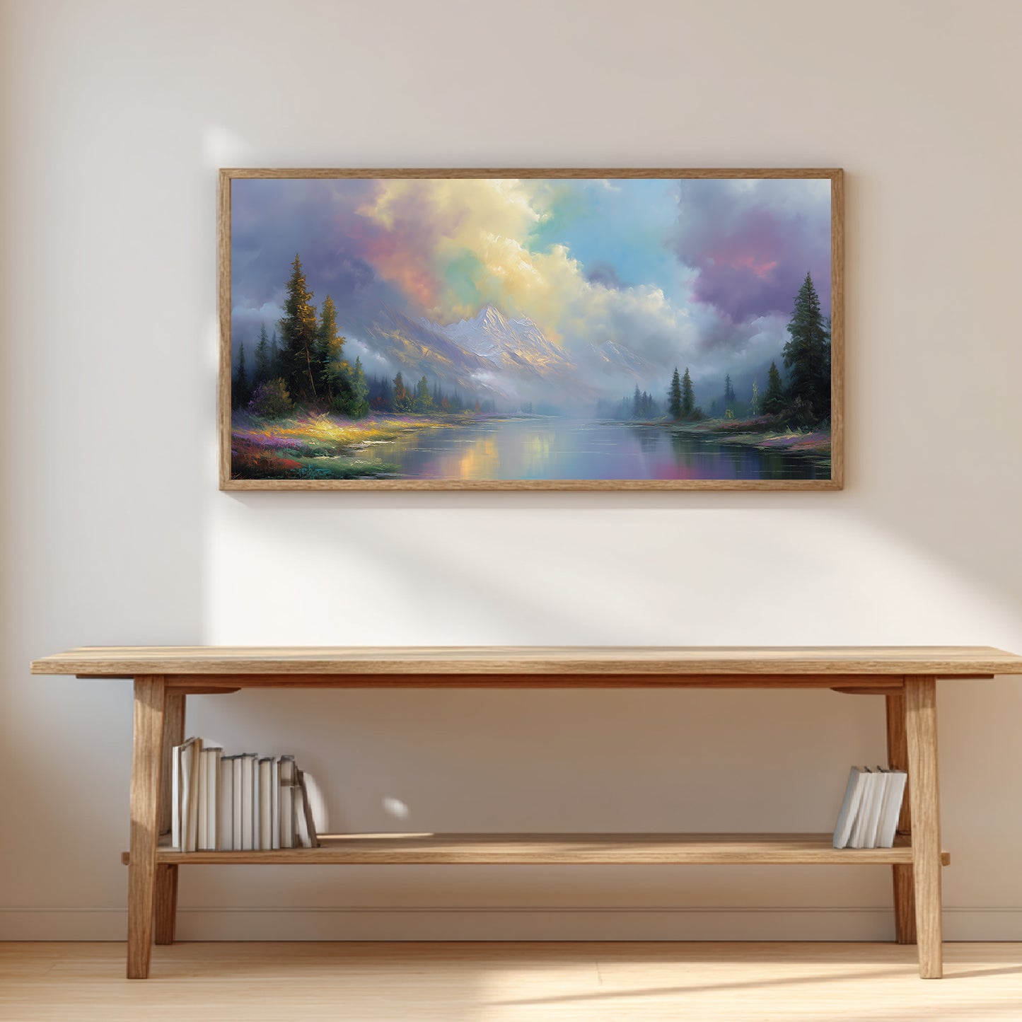 Snowy Mountain Lake Abstract Landscape