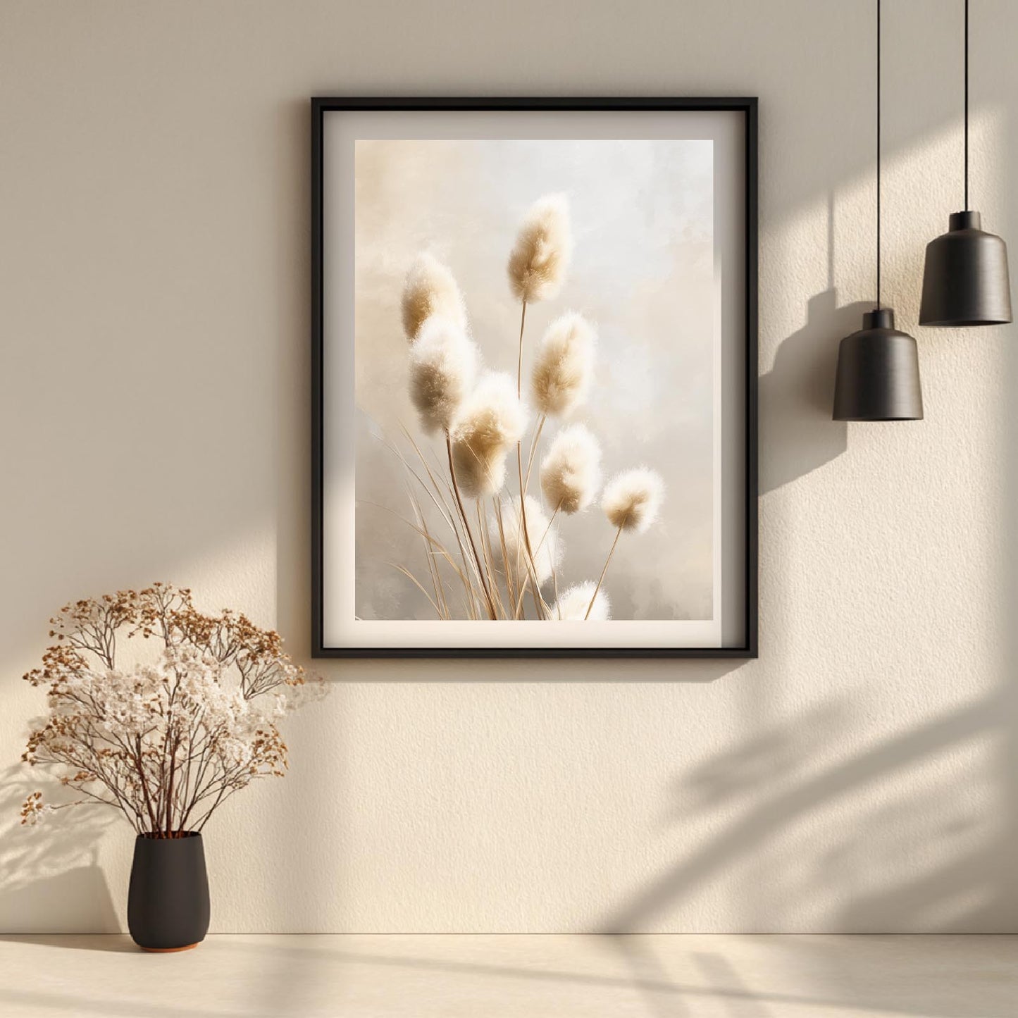 Seabird Beige Pampas Grass Abstract Landscape
