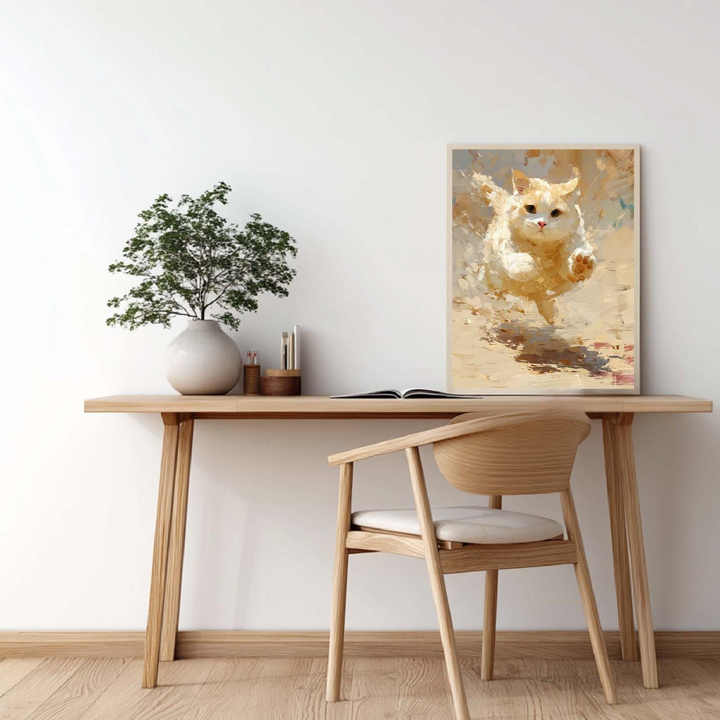 Abstract Animal Canvas Painting Cute Running kitten Wall Art Pictures for Living Room Bedroom Decoration Canvas Pictures Poster Frameless